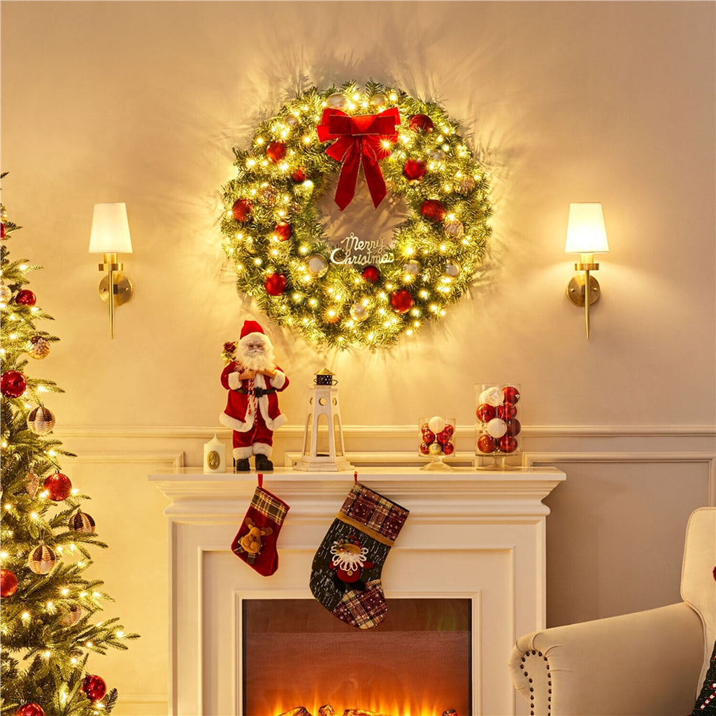 Alden Design 48in Pre-lit Fir Christmas Wreath for Door with 200 LED Lights & 720 Tips, Green
