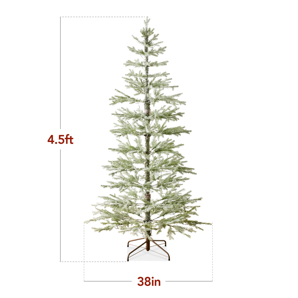 Best Choice Products Pre-Lit Flocked Sparse Christmas Tree 4.5ft Artificial Pine Tree, w/White & Multicolored LED Lights - Green