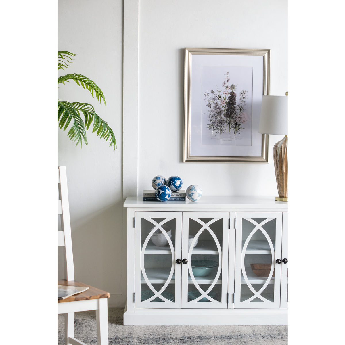 A&B Home Floral Orbs - Set of 4 - Blue/White