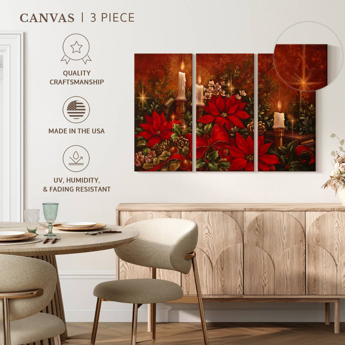 Elephant Stock Moonlit Skaters Wall Art - Horizontal Multi Panel Canvas - Living Room Wall Decor - Holiday Multi Panel - Blue And White Decor By Marilyn Dunlap - 74" x 48"