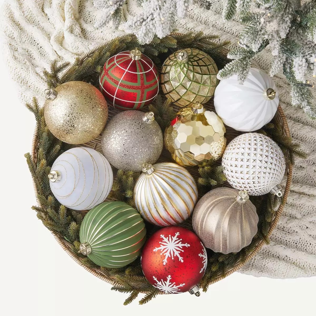 CG Hunter Holiday 12-Piece Shatter Resistant 6-inch Ornaments Red/Green/Metallic