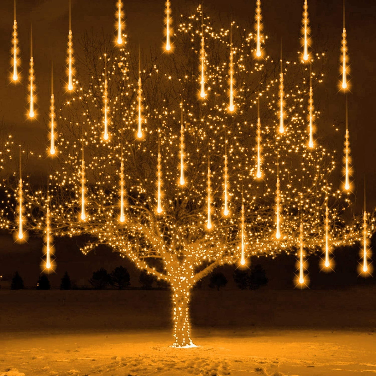 Christmas Lights, Christmas Lights Outdoor, Meteor Shower Lights 12 Inch 8 Tube 192 LED, Raindrop Snowfall Lights for Tree Yard Party Patio Christmas Decorations Lights, Blue