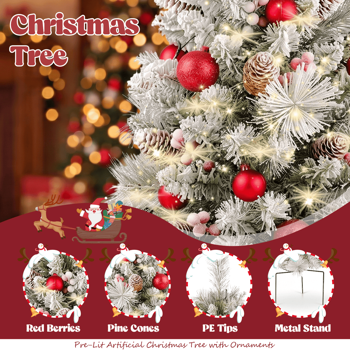 2 Pack 30 inch Prelit Outdoor Pathway Christmas Tree, Artificial Small Xmas Tree with Dual Color Berries & Balls, 30 Battery Operated Warm Lights for Holiday New Year Winter Patio Driveway Yard Lawn