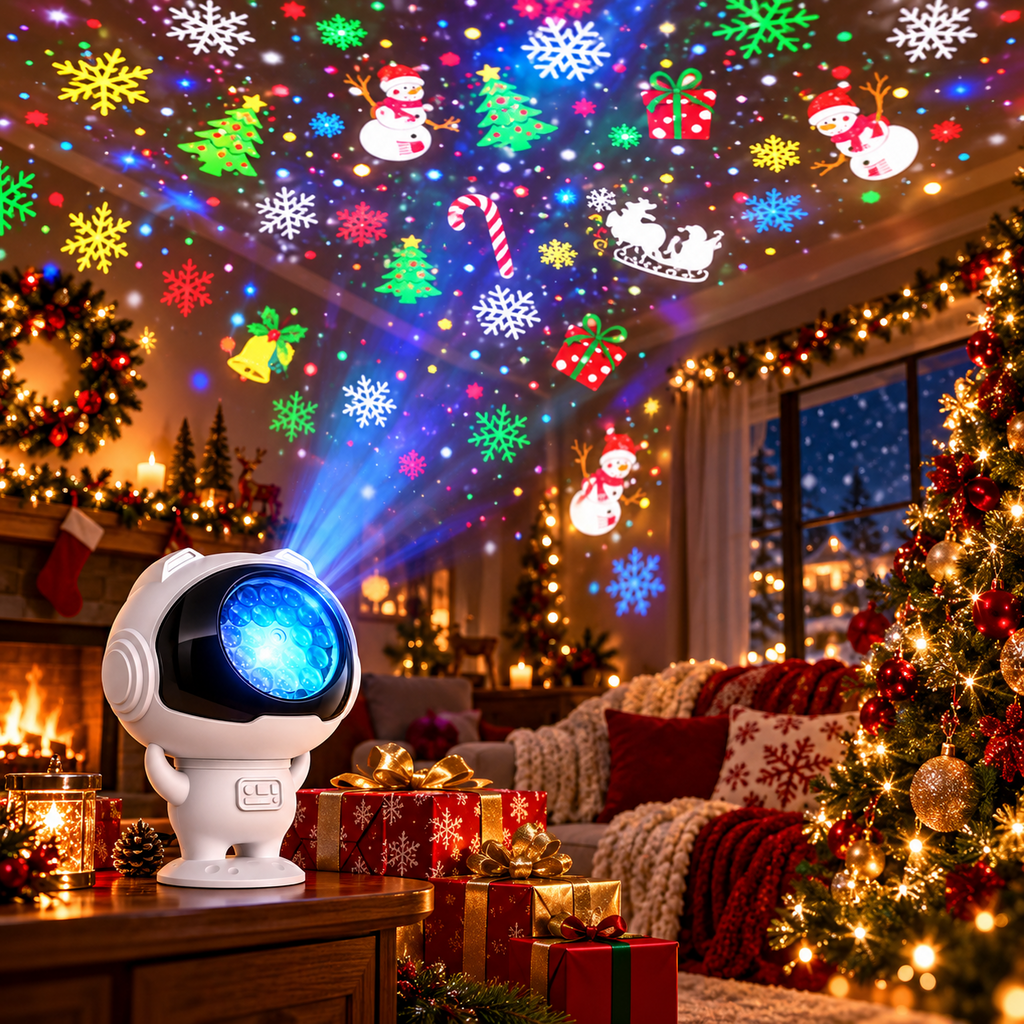 2026 New Upgraded 4K Smart Dynamic 5D Holographic Night Light Projector, 2-in-1 Galaxy & Ocean Star Ceiling Projector with 24 HD Films, 360° Flexible USB Powered Lamp for Bedroom Decor & Car GIft