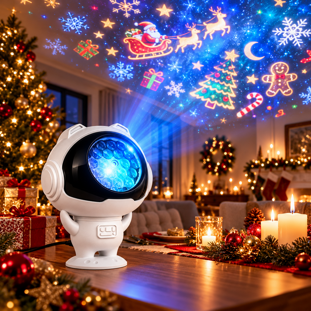 2026 New Upgraded 4K Smart Dynamic 5D Holographic Night Light Projector, 2-in-1 Galaxy & Ocean Star Ceiling Projector with 24 HD Films, 360° Flexible USB Powered Lamp for Bedroom Decor & Car GIft