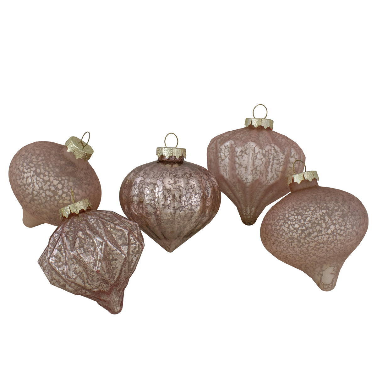 Northlight Finial and Glass Ball Christmas Ornaments - 3.25" - Blush Pink - Set of 12