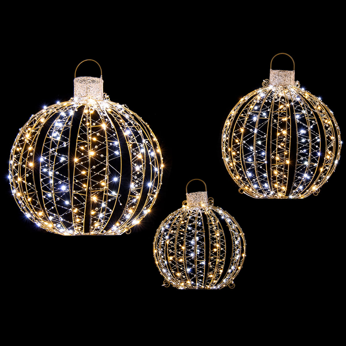 Costway 3 Pack Christmas LED Light Balls Outdoor Hanging Light Spheres w/360 Lights