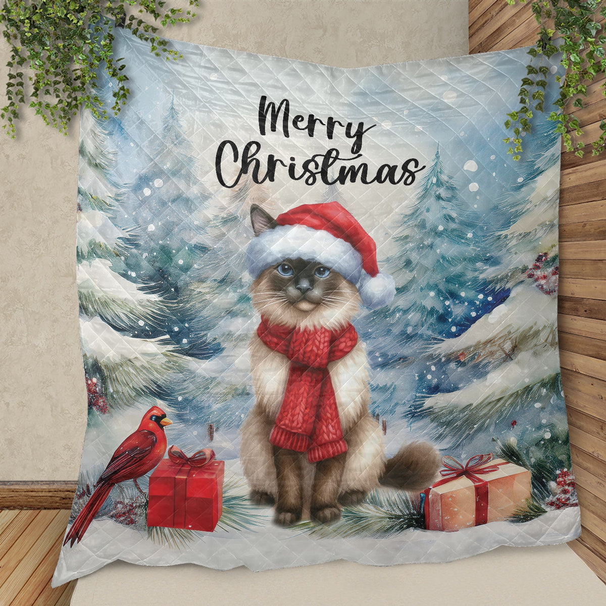 Merry Christmas Sphynx Enjoys Catmas Winter Xmas Holiday Quilt Bedding Set Cat Lover Kitten Owner Gifts Idea 1 Blanket Bed Cover 2 Pillowcases - 02022