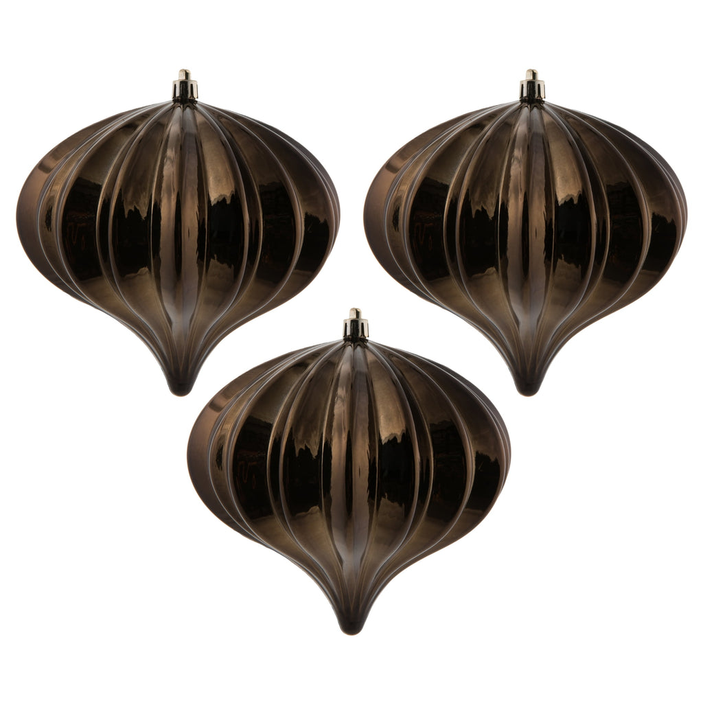 Vickerman 5.7" Burnished Orange Matte Onion Christmas Ornament, UV treated, Set of 3