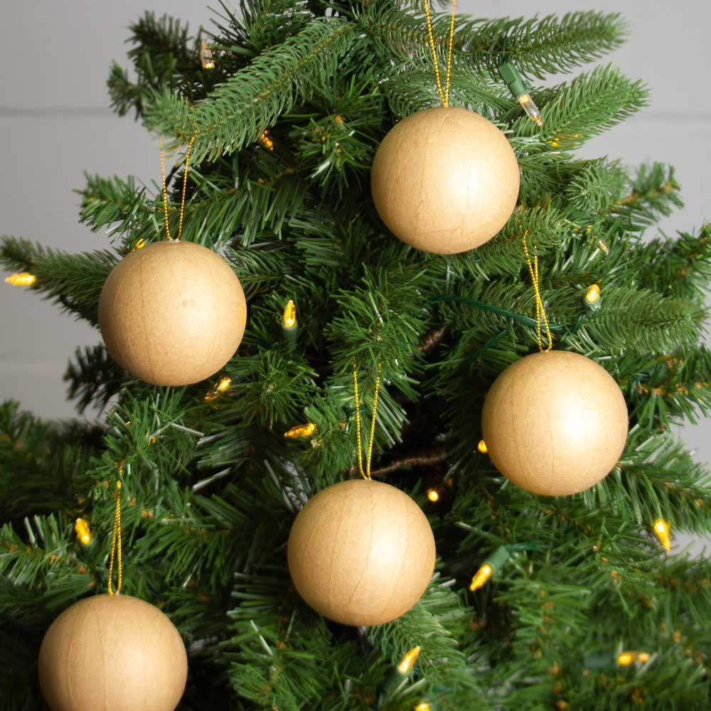 Factory Direct Craft 3-1/2 Inch Paper Mache Ball Ornaments, Set of 12