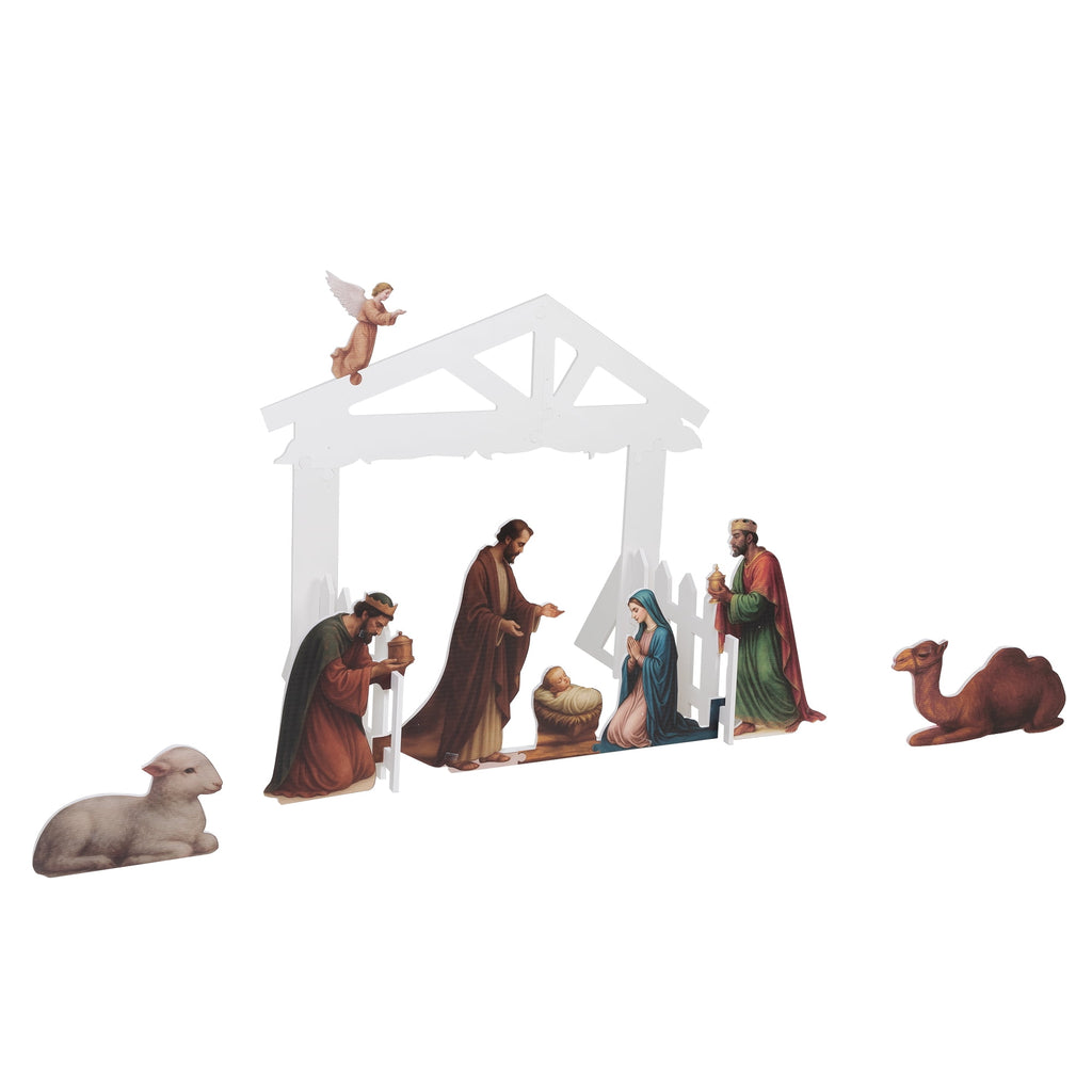 10 PCS Outdoor Nativity Scene Lighted Christmas Family Yard Decoration Nativity Sets Weatherproof, White