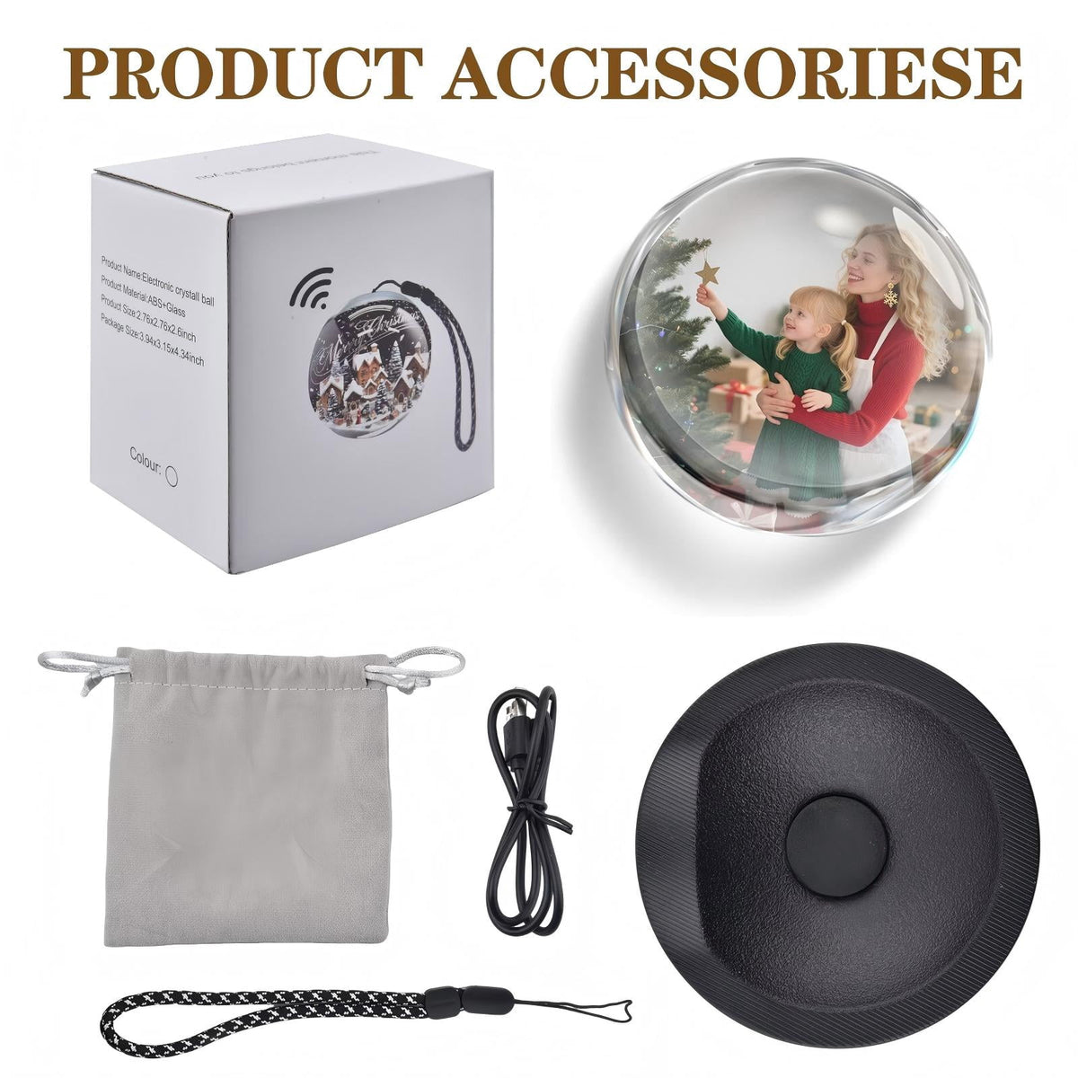 Memory Orb Video Player, K9 HD Screen,4GB Digital Frame, Rechargeable Crystal Ball Keepsake for Wedding, Anniversary, Pet Memorial & Valentine's Gift