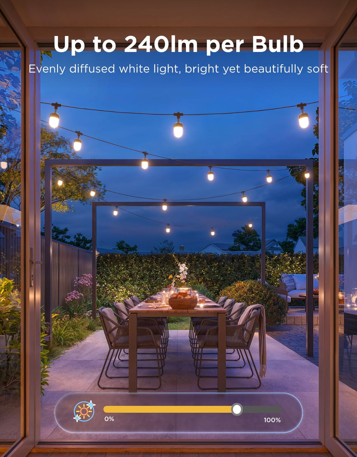 Govee Outdoor Chromatic String Lights, 65.6ft RGBIC Outdoor Lights, 55 RGB LEDs per Bulb, Uni-IC Control, 111+ Scenes, IP67 Waterproof, String lights compatible with Alexa, Google, Matter, App