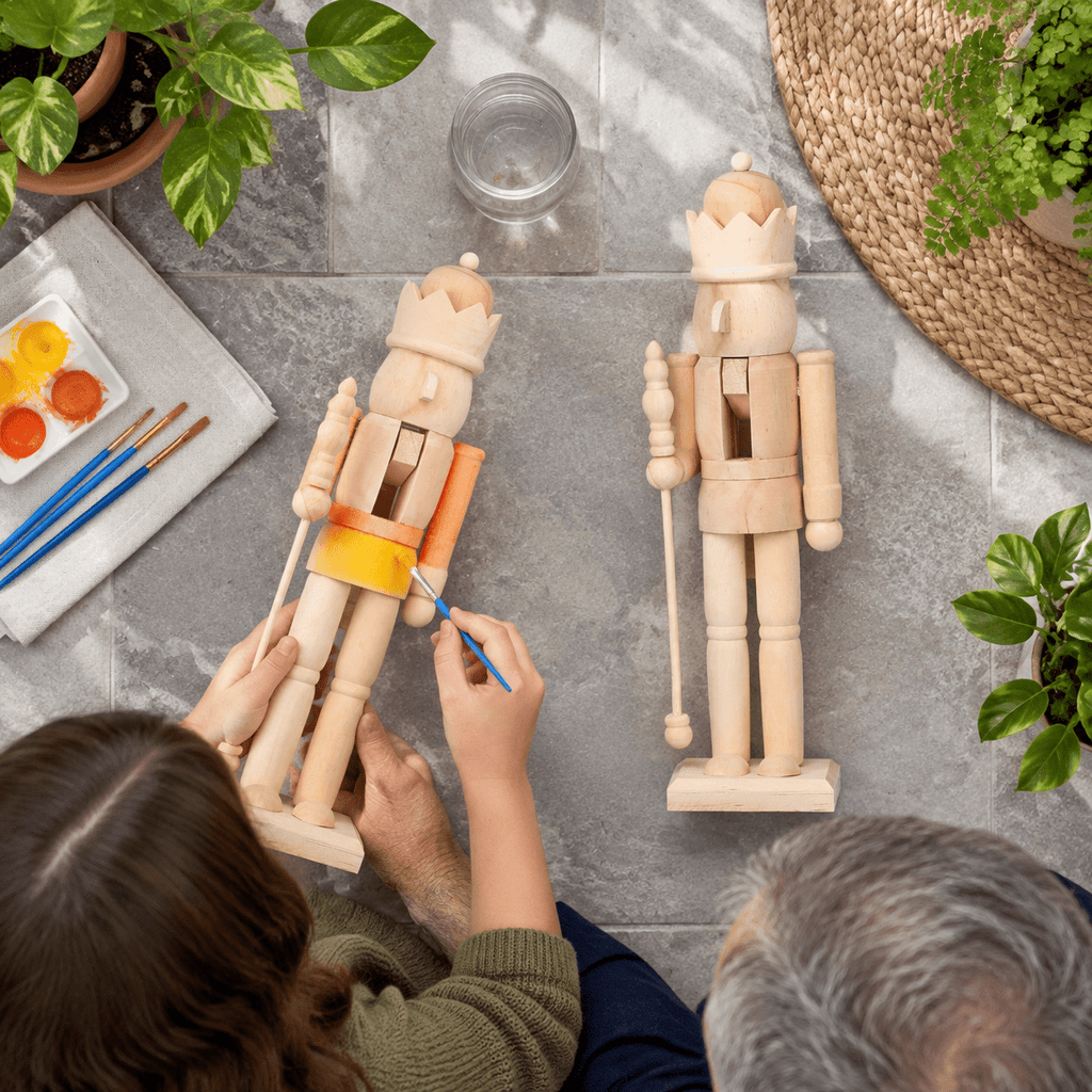 15.75 Inch Unfinished Wooden Nutcracker Figurine DIY Christmas Decoration