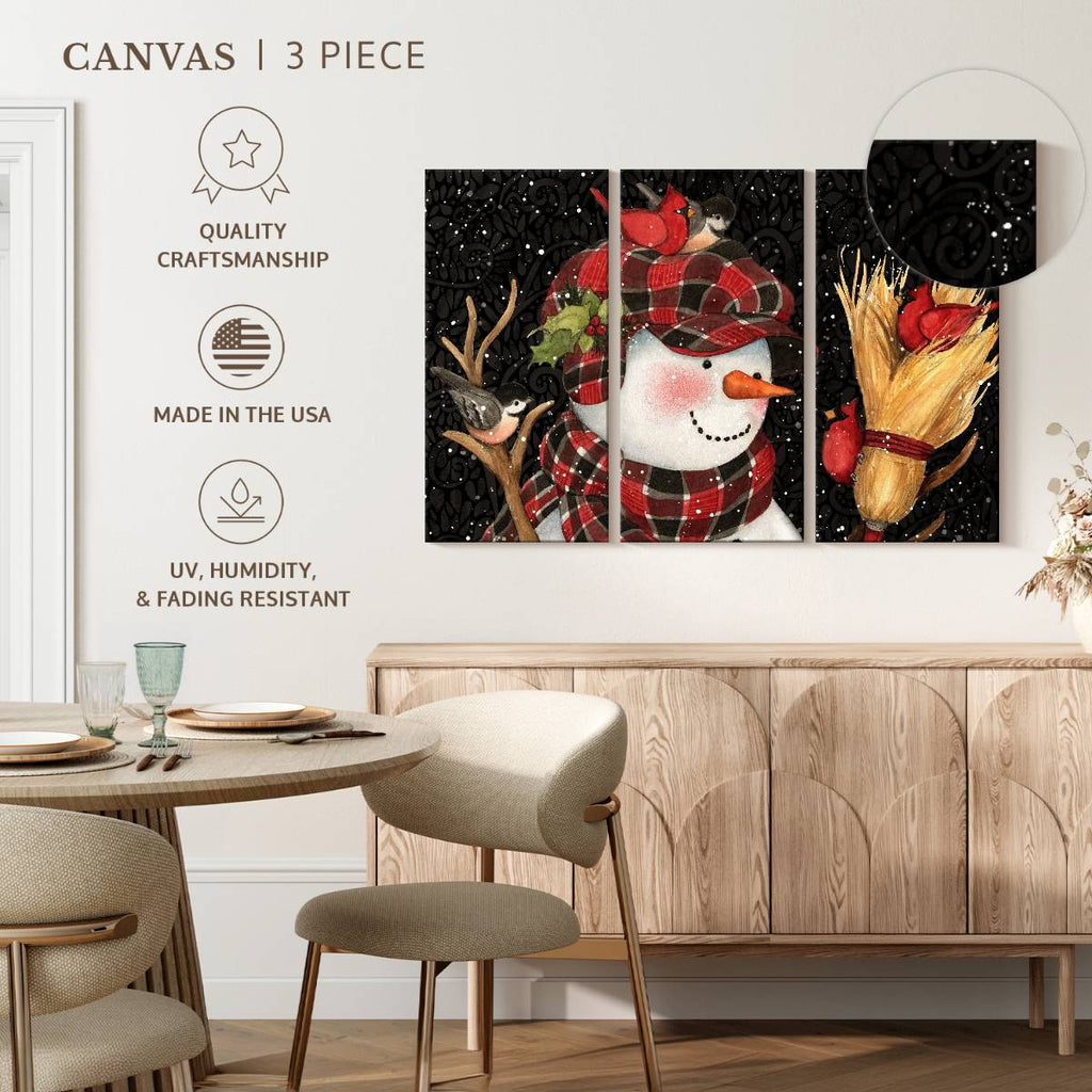 Elephant Stock Moonlit Skaters Wall Art - Horizontal Multi Panel Canvas - Living Room Wall Decor - Holiday Multi Panel - Blue And White Decor By Marilyn Dunlap - 74" x 48"