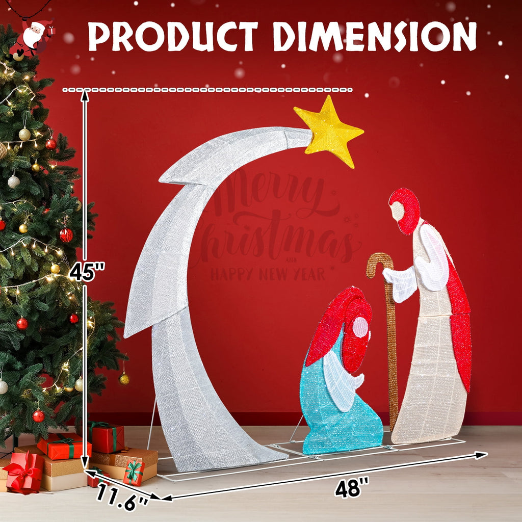 Zimtown 4ft Outdoor Nativity Scene Christmas Lighted Nativity Jesus Decoration w/170 LED
