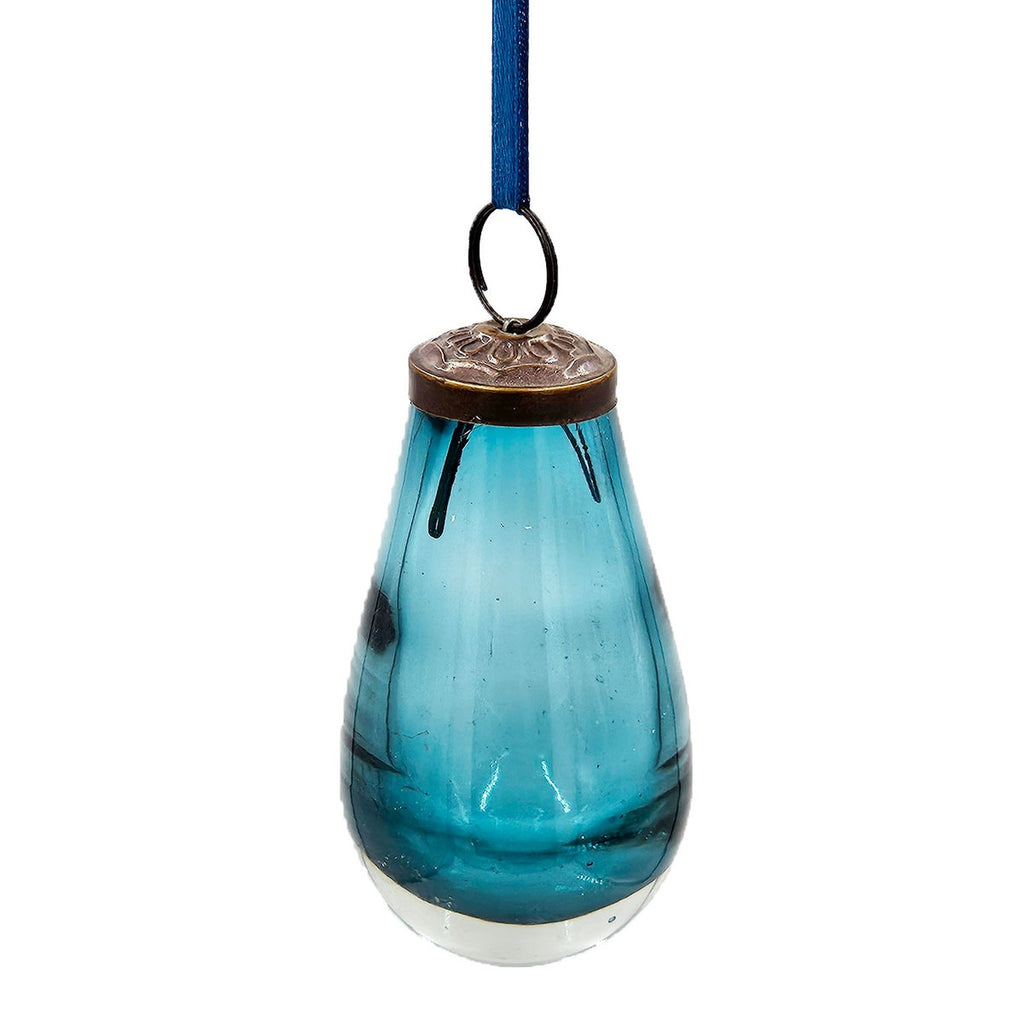 Glass Teardrop Ornaments, Set of 12 Decorative Hanging Christmas Tree Ornaments for Holiday Party Decorations, 3.7 in