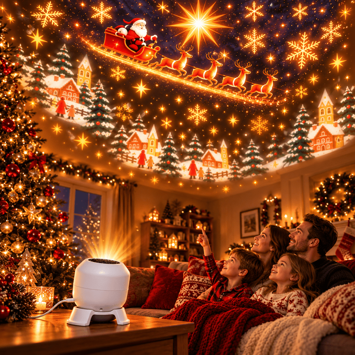 2026 New Upgraded 4K Smart Dynamic 5D Holographic Night Light Projector, 2-in-1 Galaxy & Ocean Star Ceiling Projector with 24 HD Films, 360° Flexible USB Powered Lamp for Bedroom Decor & Car GIft