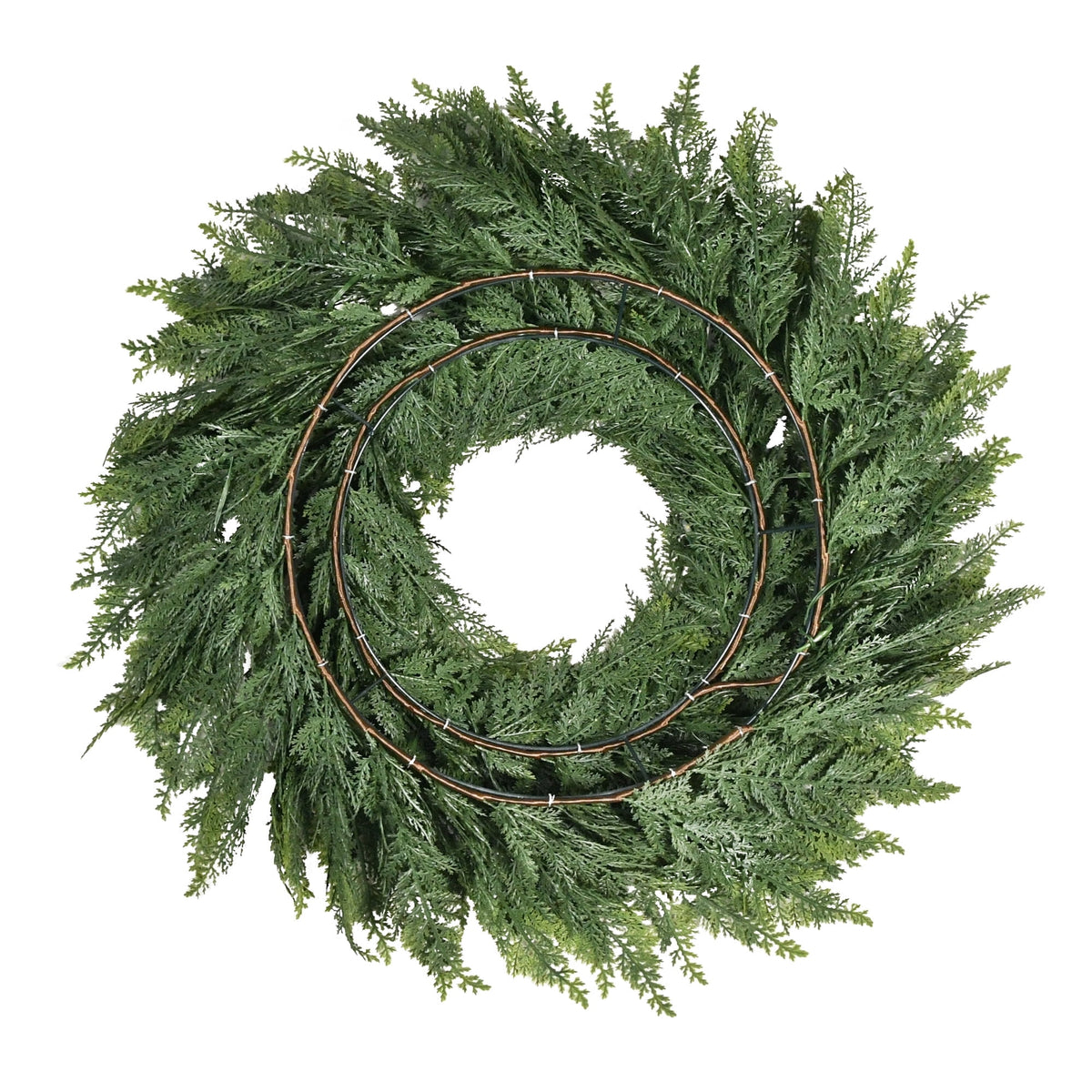 My Texas House Pre-Lit Cypress Artificial Christmas Wreath, Green, 24"