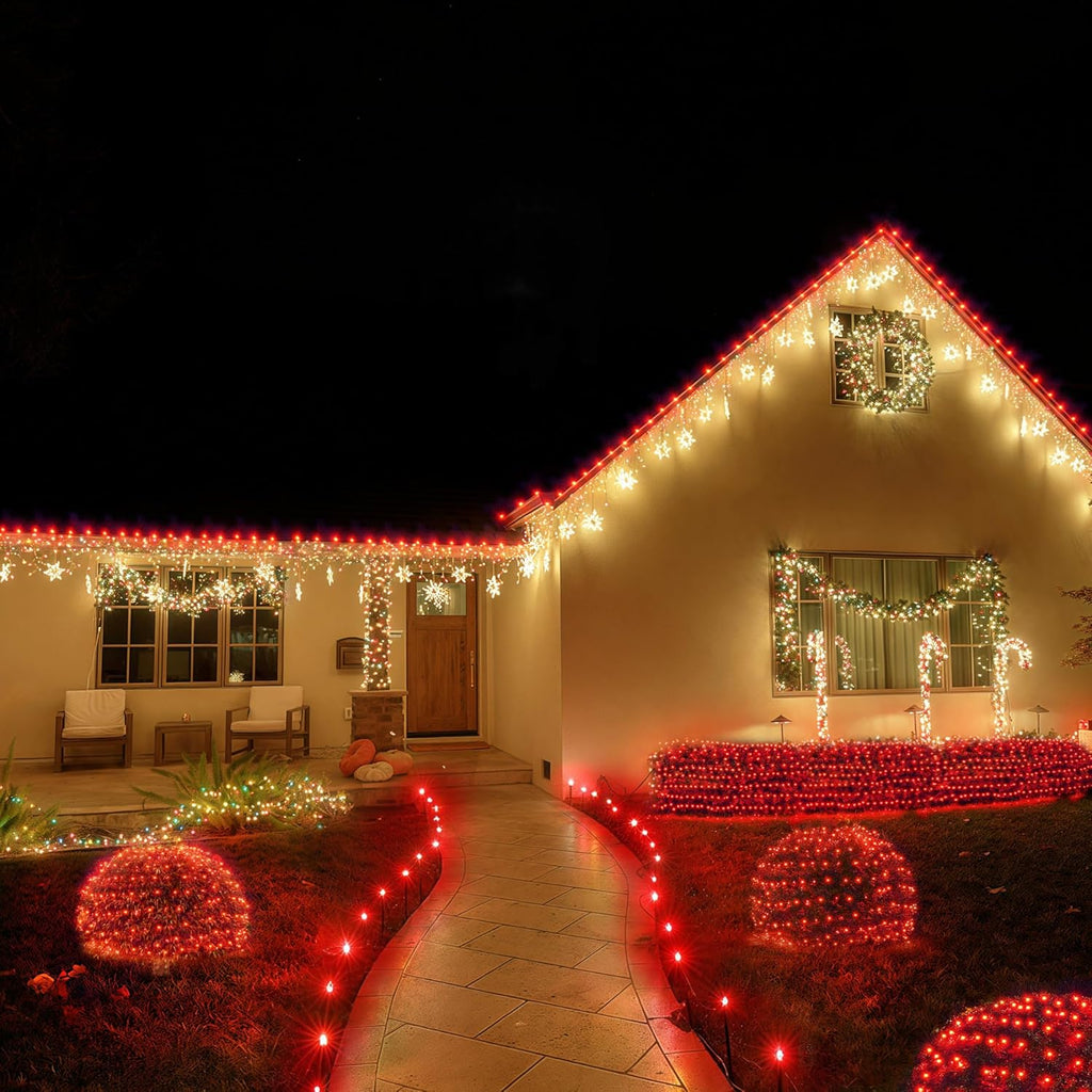 Christmas Net Lights Outdoor, 192 LED 9.8Ft x 6.6Ft Net Lights, Waterproof Christmas Outdoor Mesh Lights for Tree Bushes Holiday Party Garden, Holiday Wedding Party Decorations