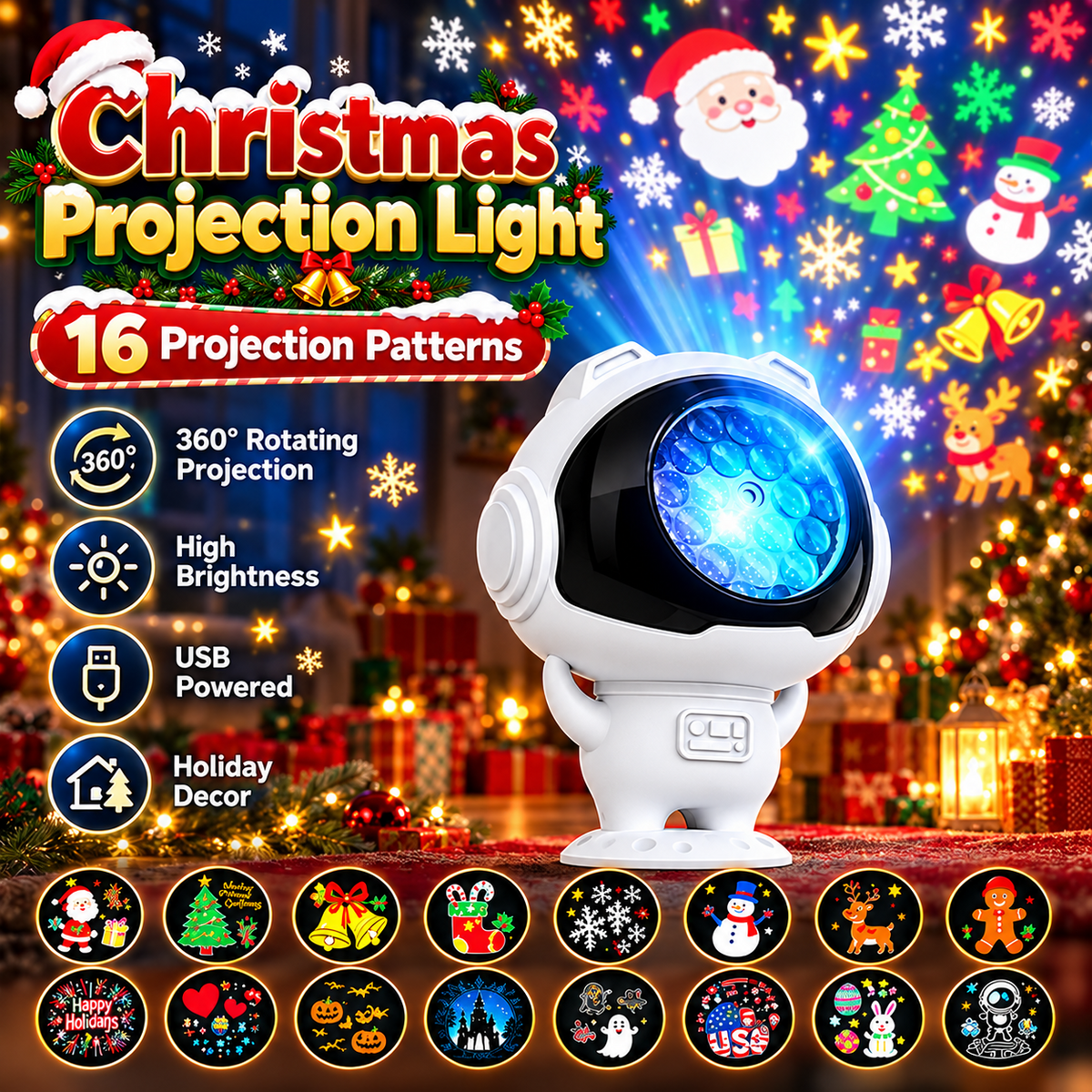 2026 New Upgraded 4K Smart Dynamic 5D Holographic Night Light Projector, 2-in-1 Galaxy & Ocean Star Ceiling Projector with 24 HD Films, 360° Flexible USB Powered Lamp for Bedroom Decor & Car GIft
