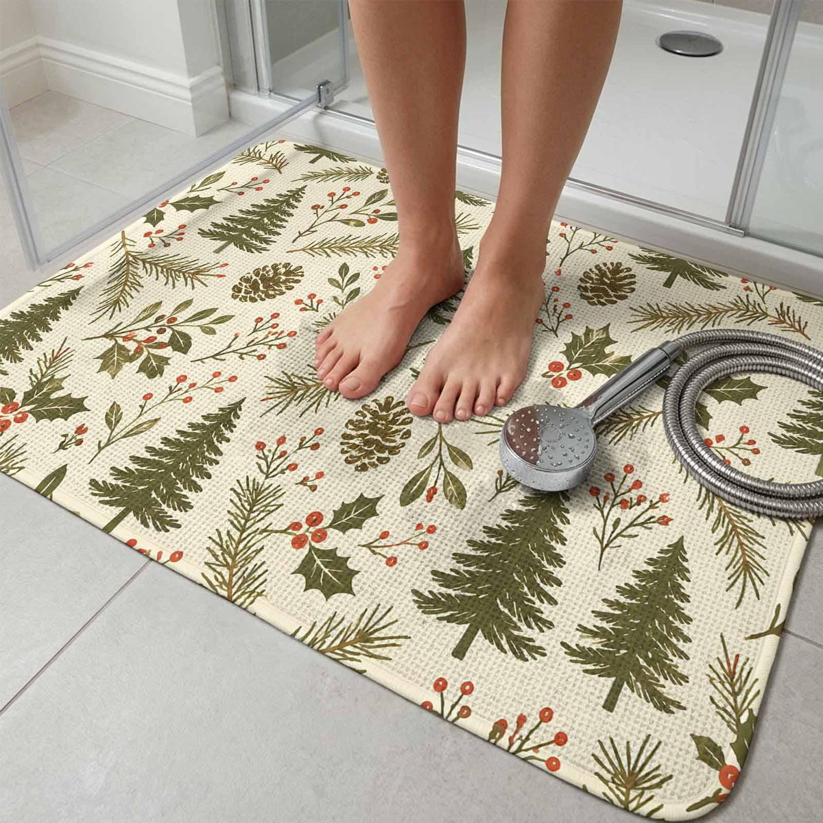 Red Truck Christmas Washable Area Rugs for Living Room Bedroom, Large Non Slip Indoor Floor Carpet Absorbent Xmas Tree Gnomes Navy Blue Snowflake Door Mat Rugs for Bathroom Entryway 63"x90.6"