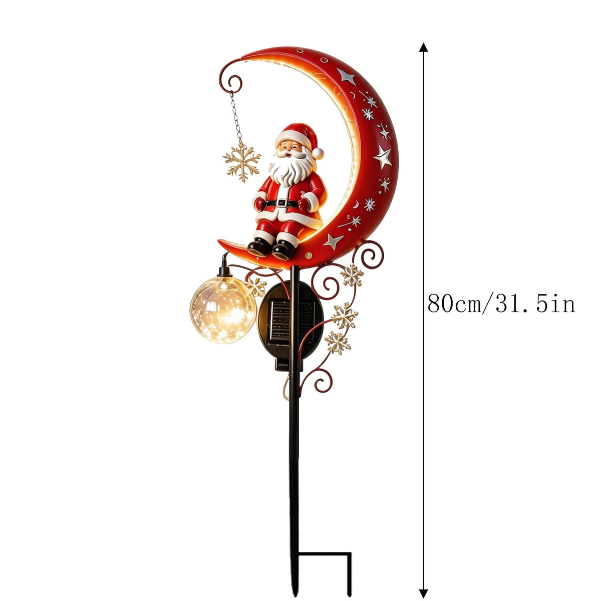 Clearance Christmas Solar Santa Magic Fountain Light - 32" Flowing Snowflake LED Garden Stake Light, Christmas Decorations Outdoor for Yard Porch