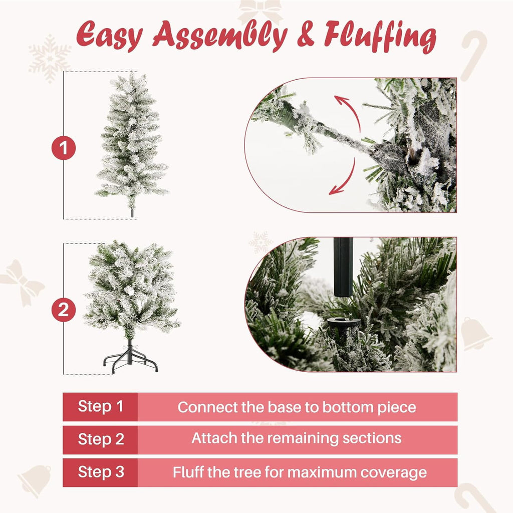 LIFERECORD 6ft Prelit Artificial Hinged Slim Pencil Christmas Tree with 250 Lights, 571 Full Branch Tips, 8 Warm Lingting Motes Perfect Decoration for Xmas Holiday, Green