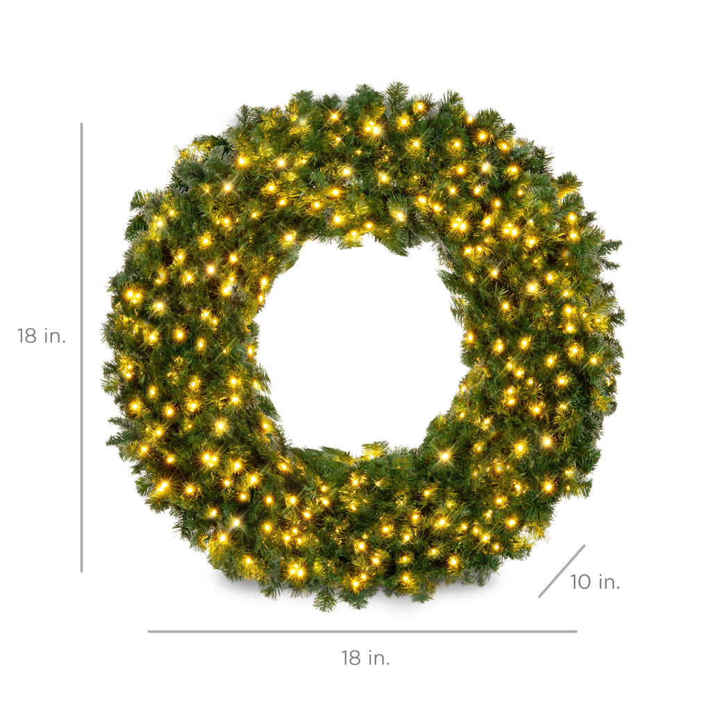 Best Choice Products 48in Artificial Pre-Lit Fir Christmas Wreath Decoration w/ 250 LED Lights, 714 Tips, Power Plug-In