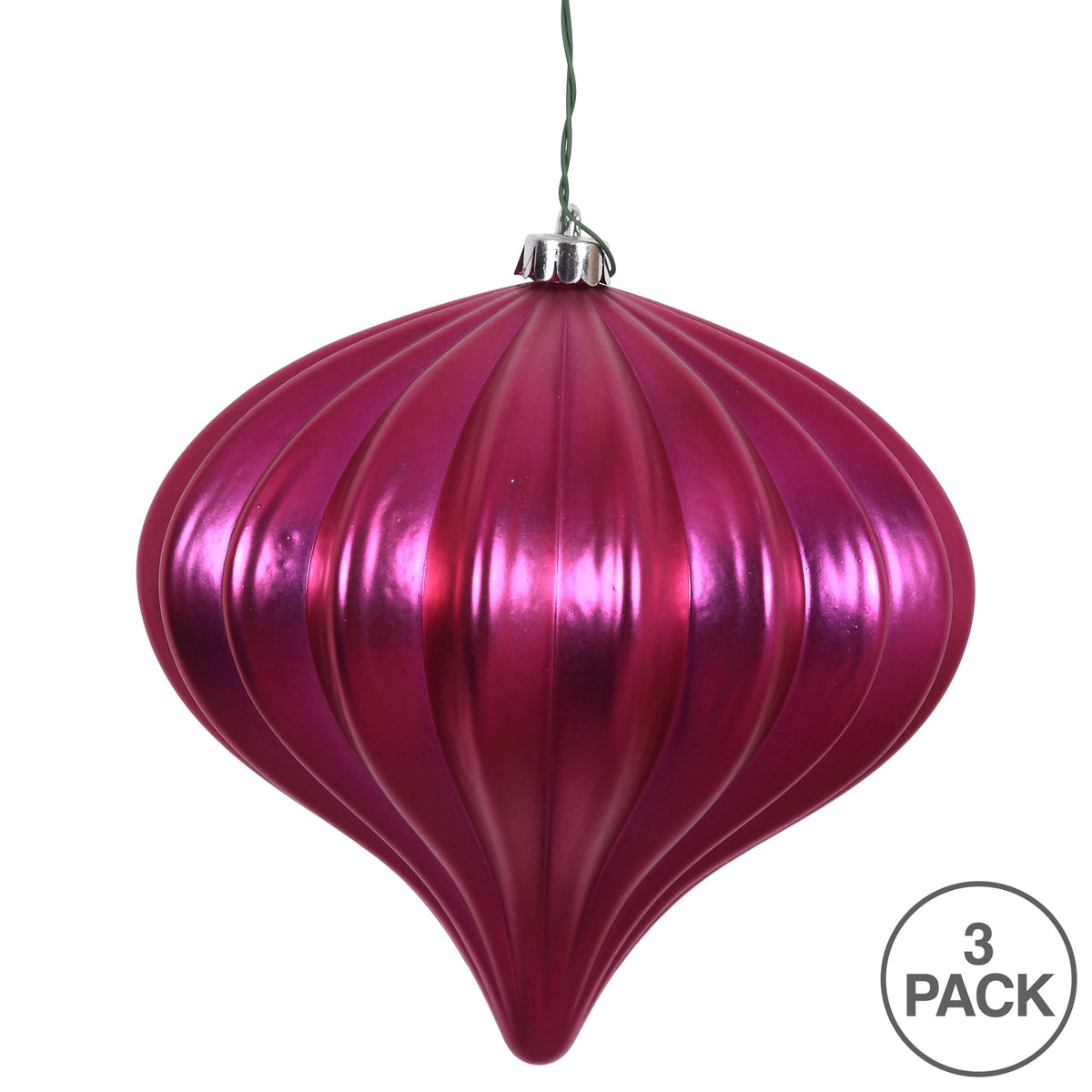 Vickerman 5.7" Burnished Orange Matte Onion Christmas Ornament, UV treated, Set of 3