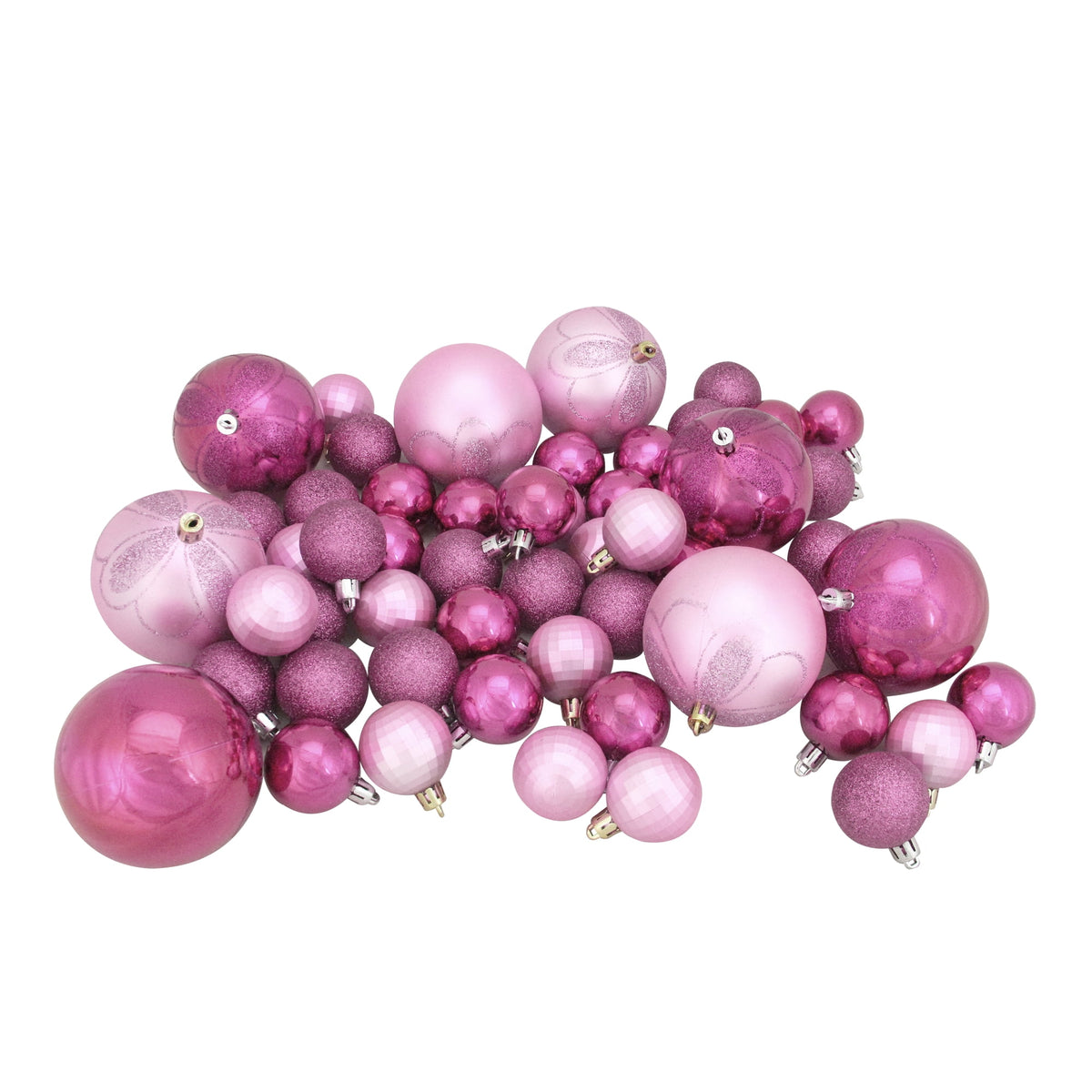 125-Piece Club Pack of Shatterproof Bubblegum Pink Christmas Ornaments