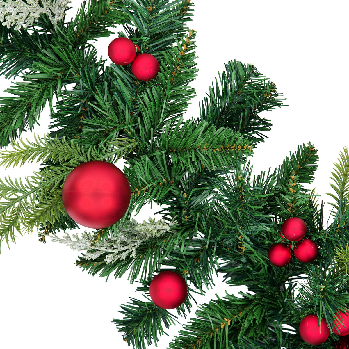 Decorative Evergreen Unlit Artificial Christmas Garland, Green and Red, 9', by Holiday Time