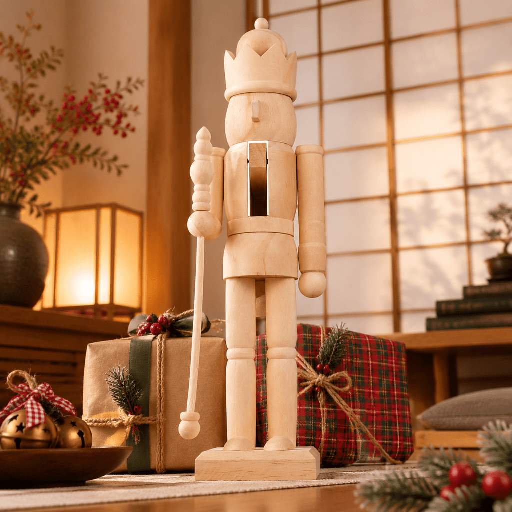 15.75 Inch Unfinished Wooden Nutcracker Figurine DIY Christmas Decoration