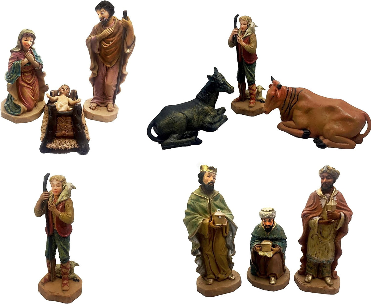 10 Piece Nativity Set with Wood Stable