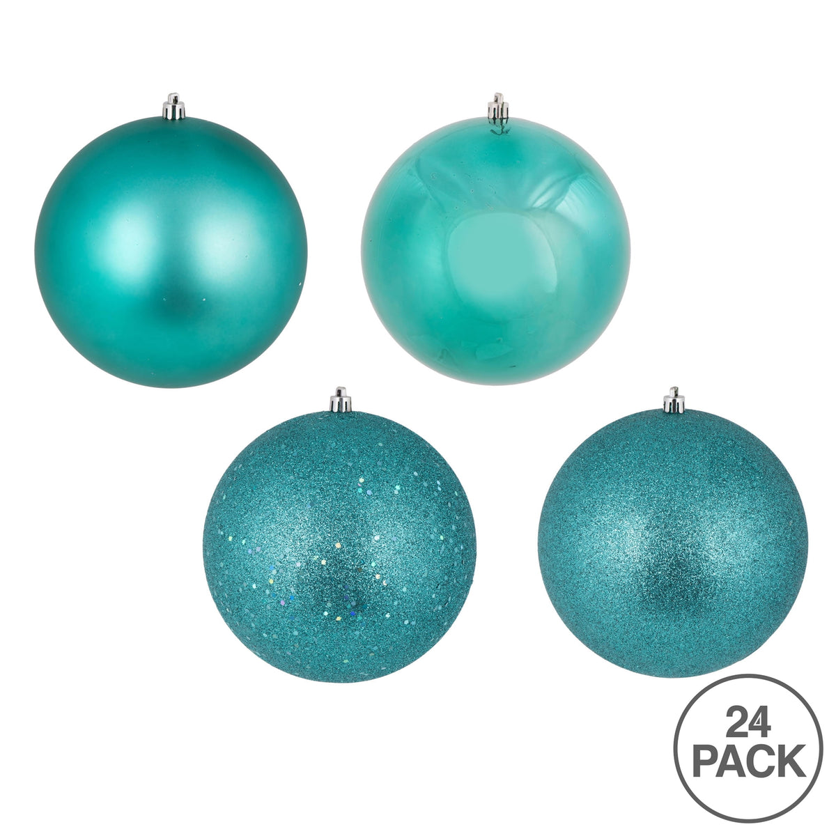 Vickerman 2.4" Christmas Ornament Ball, Silver Shiny Finish, Shatterproof Plastic, UV Resistant, Holiday Christmas Tree Decoration, 24 Pack
