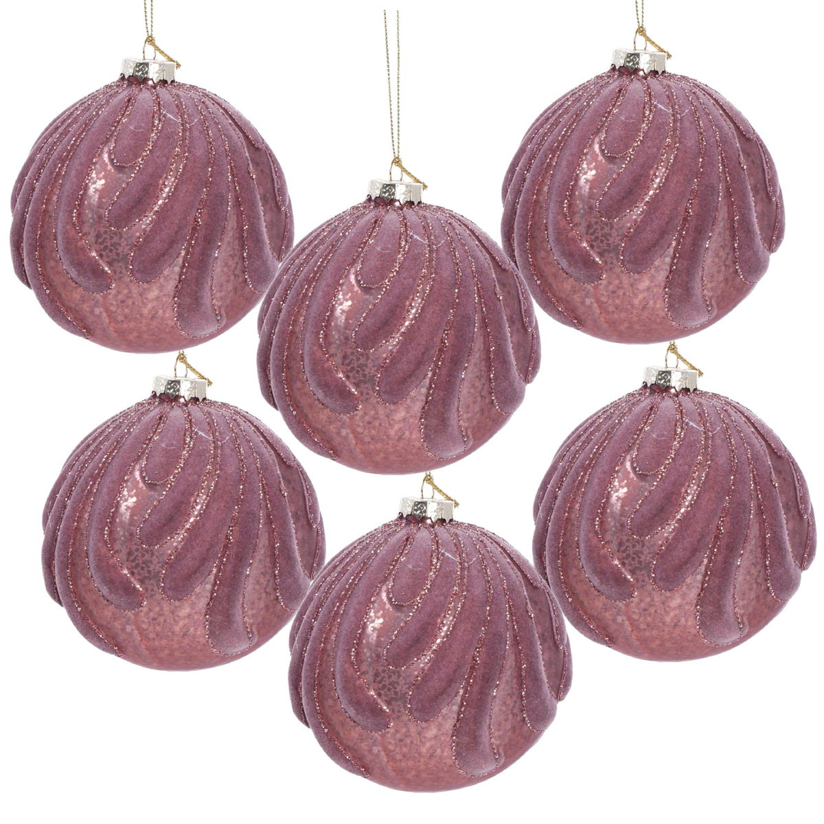 D3.9" Christmas Ball Ornaments, Glass Decorative Hanging Ball Christmas Tree Ornaments for Holiday Party Decorations, Set of 6