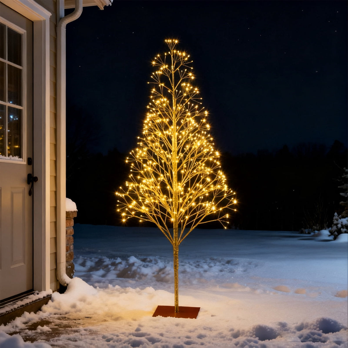 11.8Inch Pre-Lit Starburst Gold Artificial Christmas Tree with Warm White Twinkling LED Lights