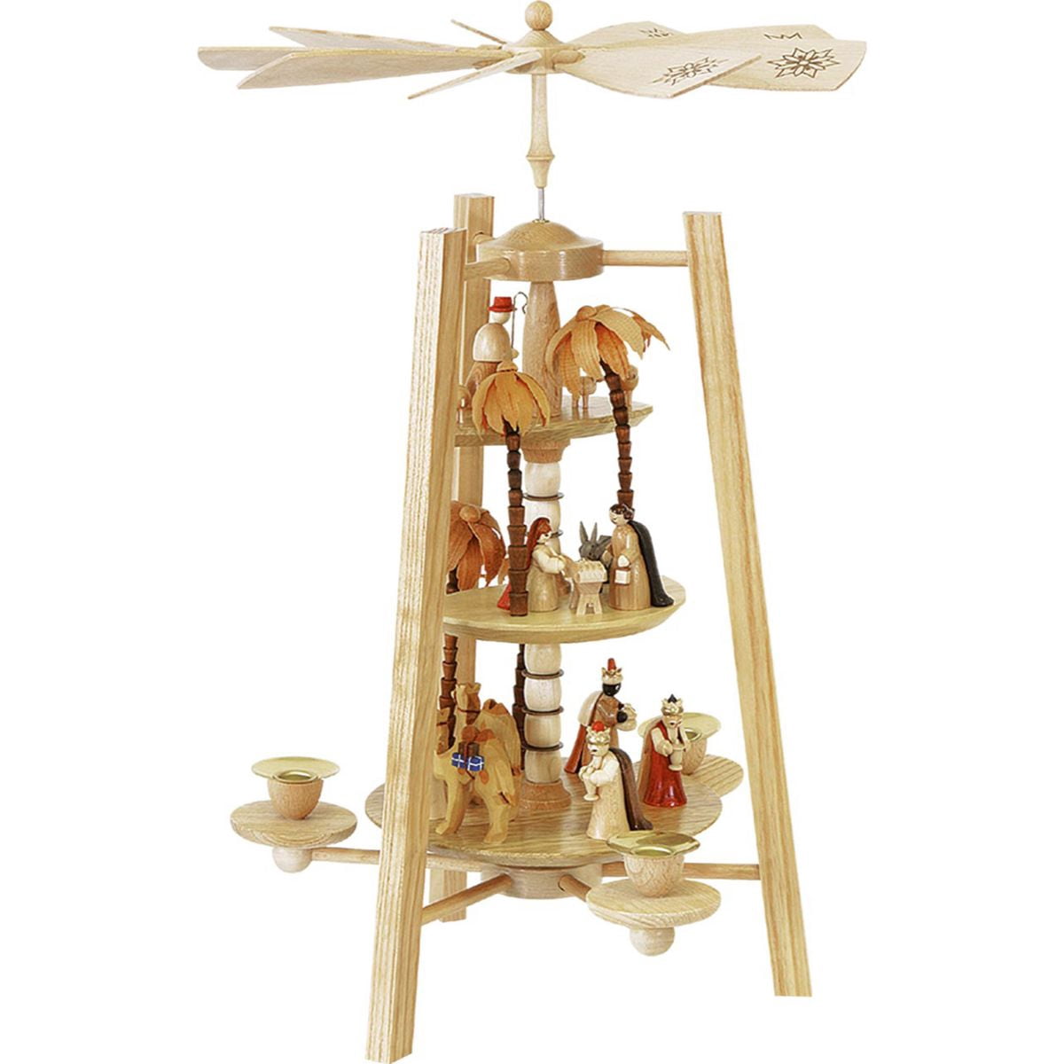 16" Richard Glaesser 3-Tier Nativity Christmas Pyramid Candle Holder