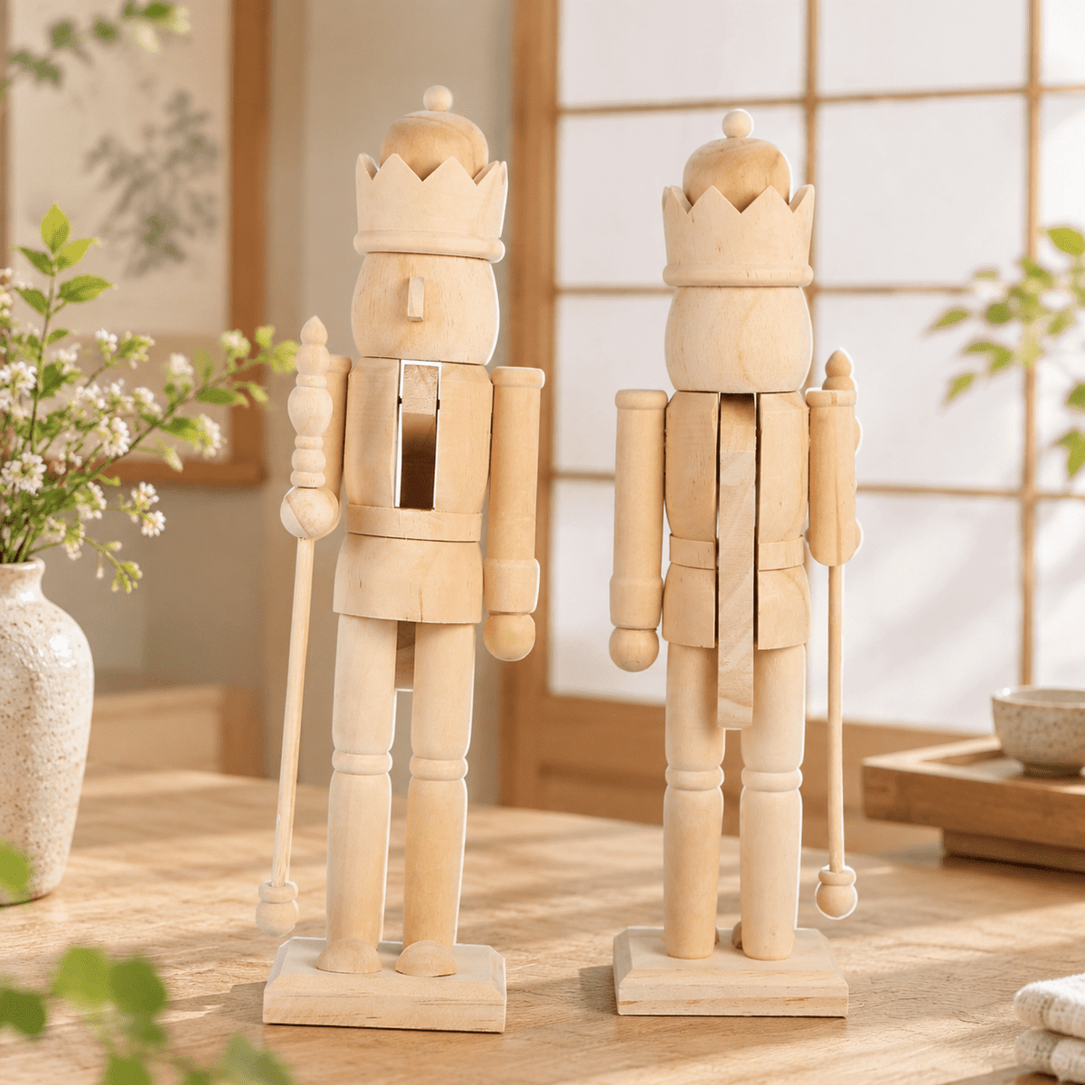 15.75 Inch Unfinished Wooden Nutcracker Figurine DIY Christmas Decoration