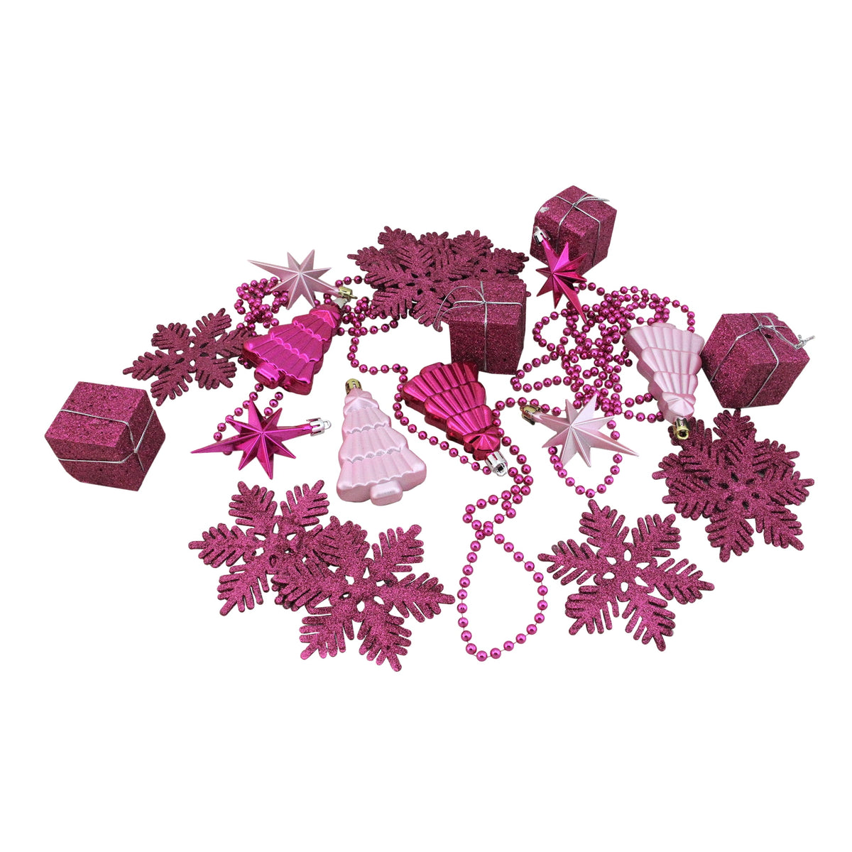 125-Piece Club Pack of Shatterproof Bubblegum Pink Christmas Ornaments