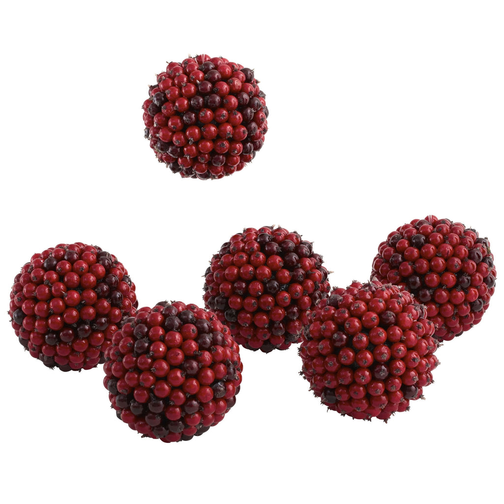 Nearly Natural 5" Red Berry Ball Christmas Ornament, Set of 6