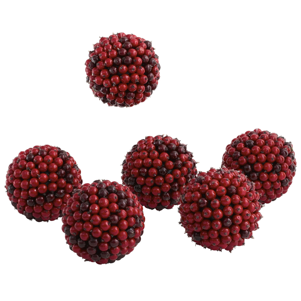 Nearly Natural 5" Red Berry Ball Christmas Ornament, Set of 6
