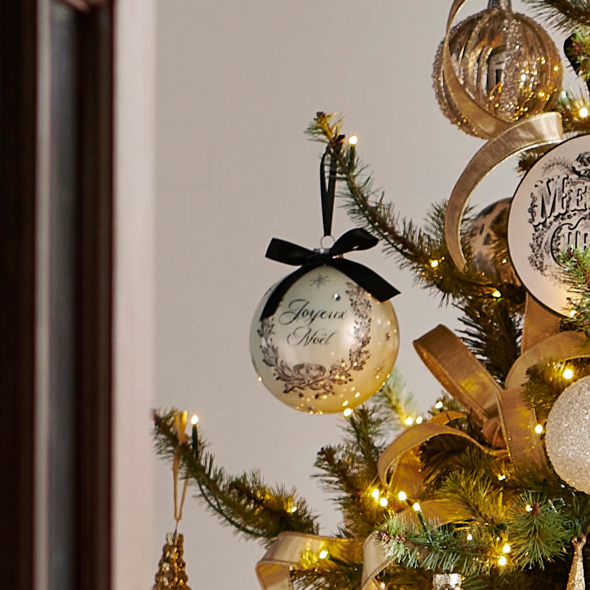 RAZ Imports 5" Deck the Halls Bow Glass Ball Christmas Ornaments - Set of 2