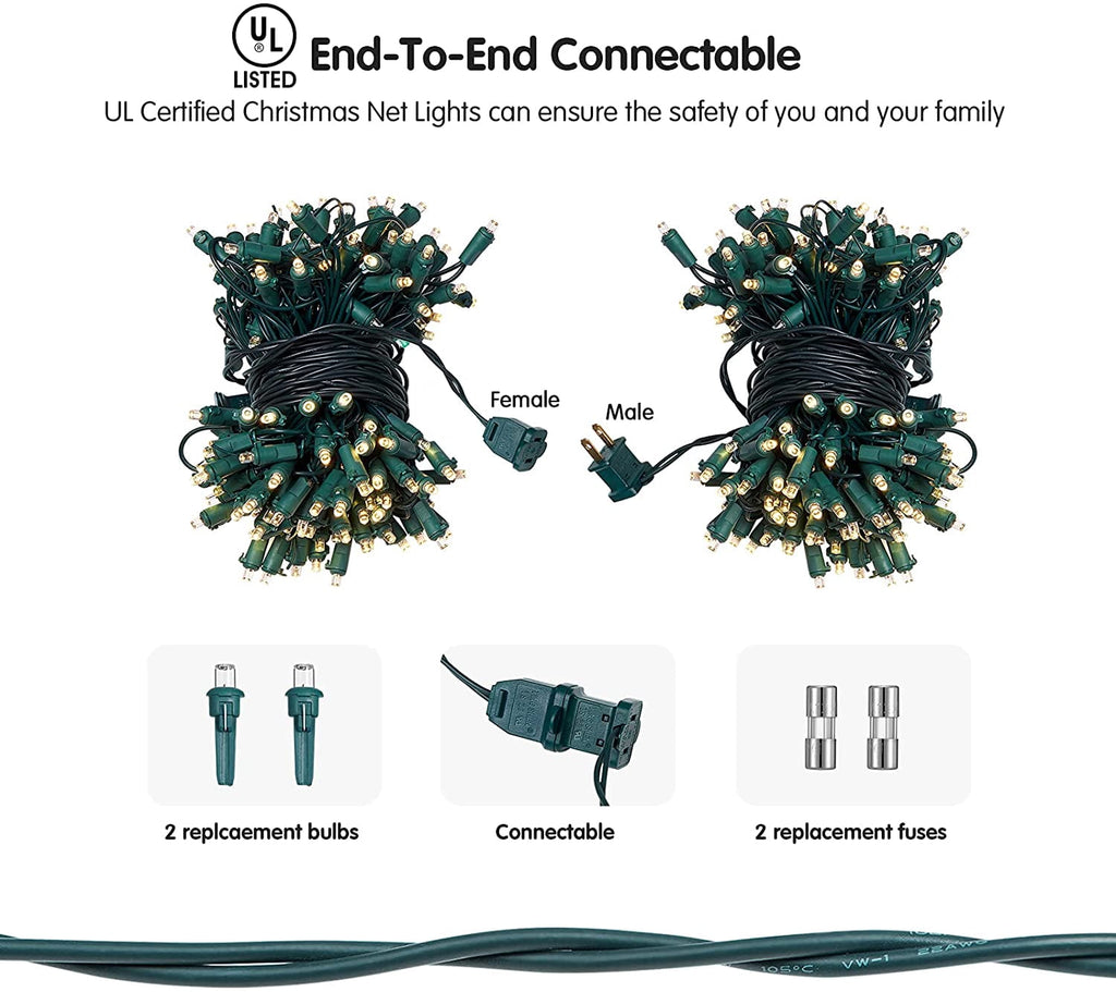 Christmas Net Lights Outdoor, 192 LED 9.8Ft x 6.6Ft Net Lights, Waterproof Christmas Outdoor Mesh Lights for Tree Bushes Holiday Party Garden, Holiday Wedding Party Decorations