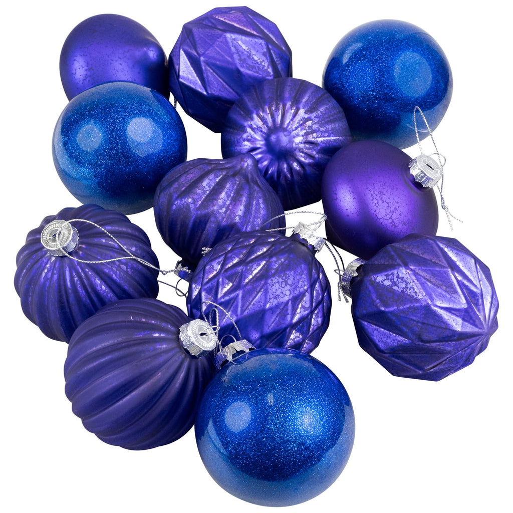 Northlight Multi Finish Ball and Onion Christmas Ornaments - 3.25" - Royal Blue and Purple - Set of