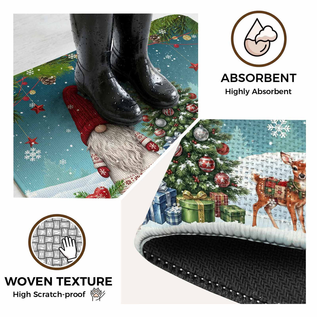 Red Truck Christmas Washable Area Rugs for Living Room Bedroom, Large Non Slip Indoor Floor Carpet Absorbent Xmas Tree Gnomes Navy Blue Snowflake Door Mat Rugs for Bathroom Entryway 63"x90.6"