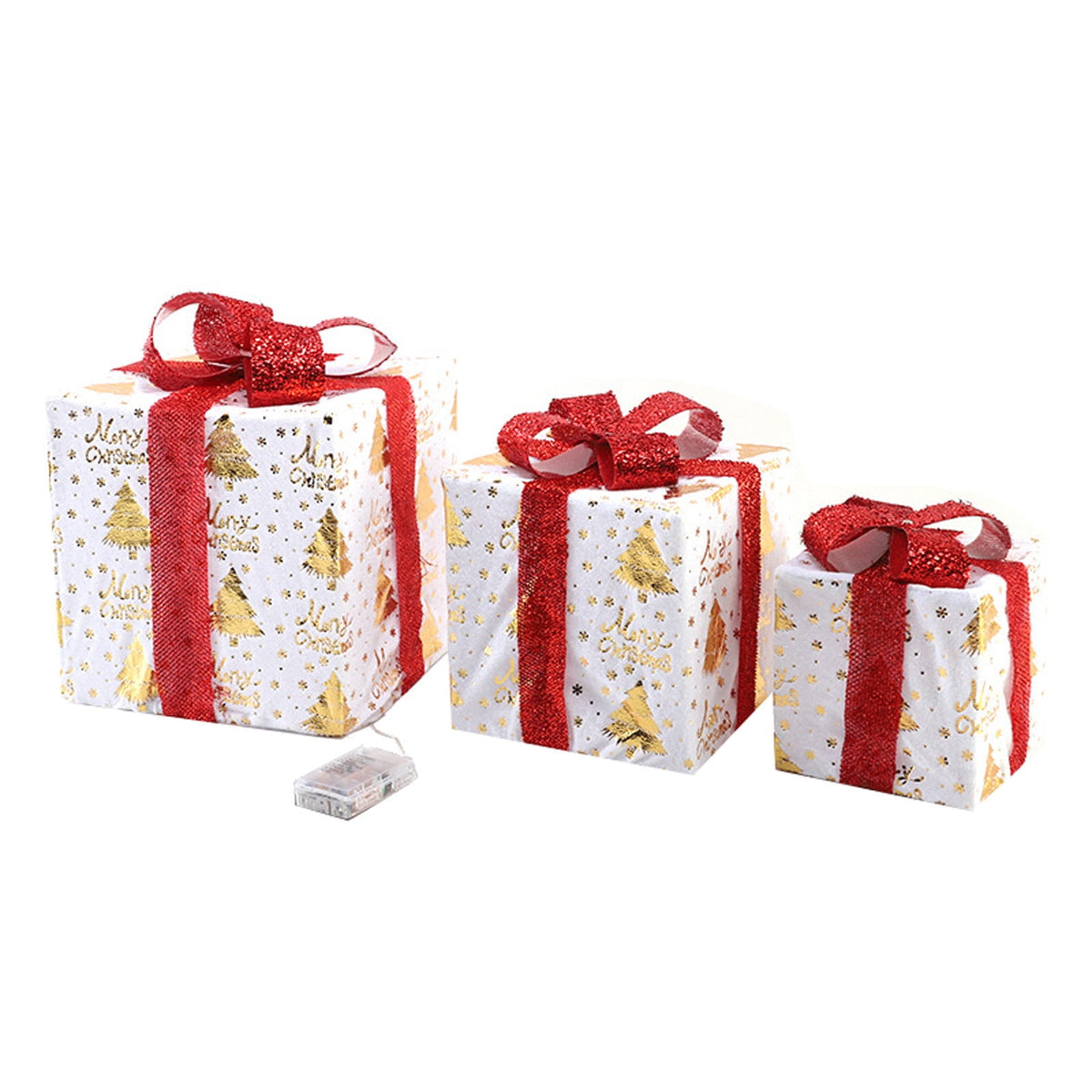 Summercome Christmas Glowing Decoration,Gift Box Ornament with Christmas Lighting Box,Outdoor Light Lighting Christmas Box,Outdoor Gift Decoration for Indoor Outdoor Xmas Tree Home Yard Lawn Set of 3