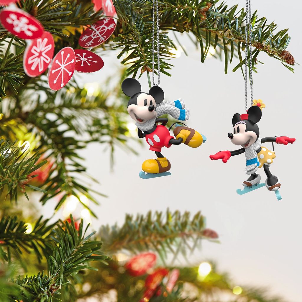 Hallmark Keepsake 2018 Disney Mickey and Minnie Mice on Ice Ornaments, Set of 2