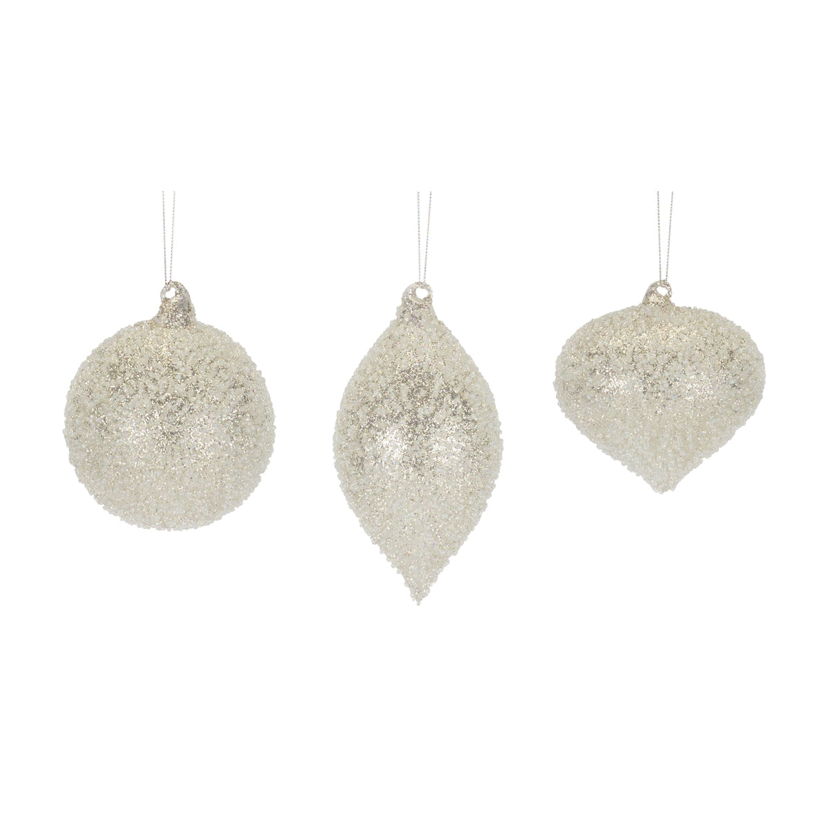 Home Seasonal Decorative Ornament (Set Of 6) 4.25"H, 5"H, 6.5"H Glass