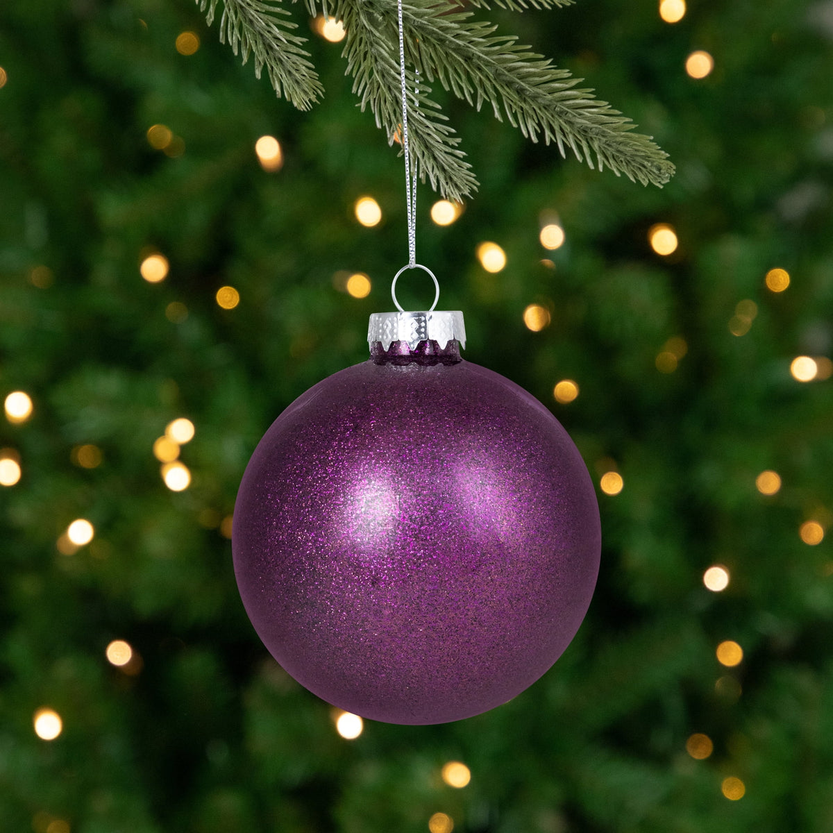 Finial and Glass Ball Christmas Ornaments - Burgundy and Purple - Set of 9